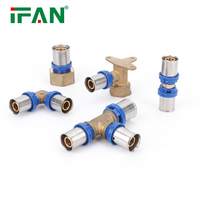 Système de chauffage par le sol IFAN 16-32mm tuyaux et raccords Pex raccord multicouche réducteur égal alimentation en eau raccords de presse en laiton PEX