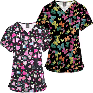 2025 nouvelle mode unisexe extensible imprimé amusant gommage hauts médical imprimé gommages haut pantalon droit ensembles médecin hôpital utilisation - Product Image 6