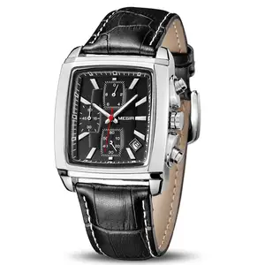 Megir relógio de pulso masculino, 2028 original, marca de luxo, quartzo, relógios de couro genuíno, vestimenta, relógio de pulso