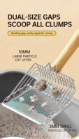 Grande pelle à litière pour chat en acier inoxydable à trous fins, type multi-sable, adaptable, anti-adhésive et facile à nettoyer, pelle à excréments deux-en-un