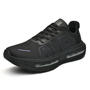 Chaussures de course respirantes en mesh pour hommes et femmes, qui brillent <span class=keywords><strong>dans</strong></span> <span class=keywords><strong>le</strong></span> <span class=keywords><strong>noir</strong></span>, avec coussin d'air intégral, confortables et robustes, pour la marche quotidienne et la remise en forme - Product Image 3