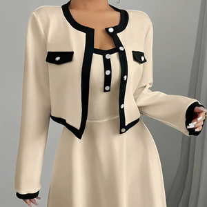 Nouvelle Robe Halter Printemps 2025 et Ensemble Manteau Court Manches Longues pour Femme Taille Française Effet Tombé, Tailles XS-XL - Product Image 6