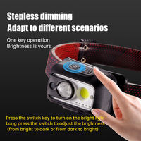 Lampe frontale puissante, étanche, rechargeable, LED COB, détecteur de mouvement, gradation progressive, pour le camping en plein air, la randonnée