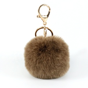 Einfacher Schlüsselanhänger mit Fellkugel, Pompom aus Kunstkaninchenfell, Tier-Schlüsselanhänger für Frauen, Auto, Tasche, Schlüsselring - Product Image 5