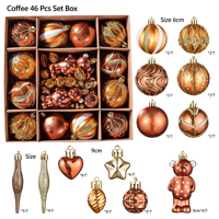 Ensemble d'ornements de boules de Noël en PVC peint électrolytique, pendentifs pour arbre de Noël, décoration de fête et de maison, 5 styles