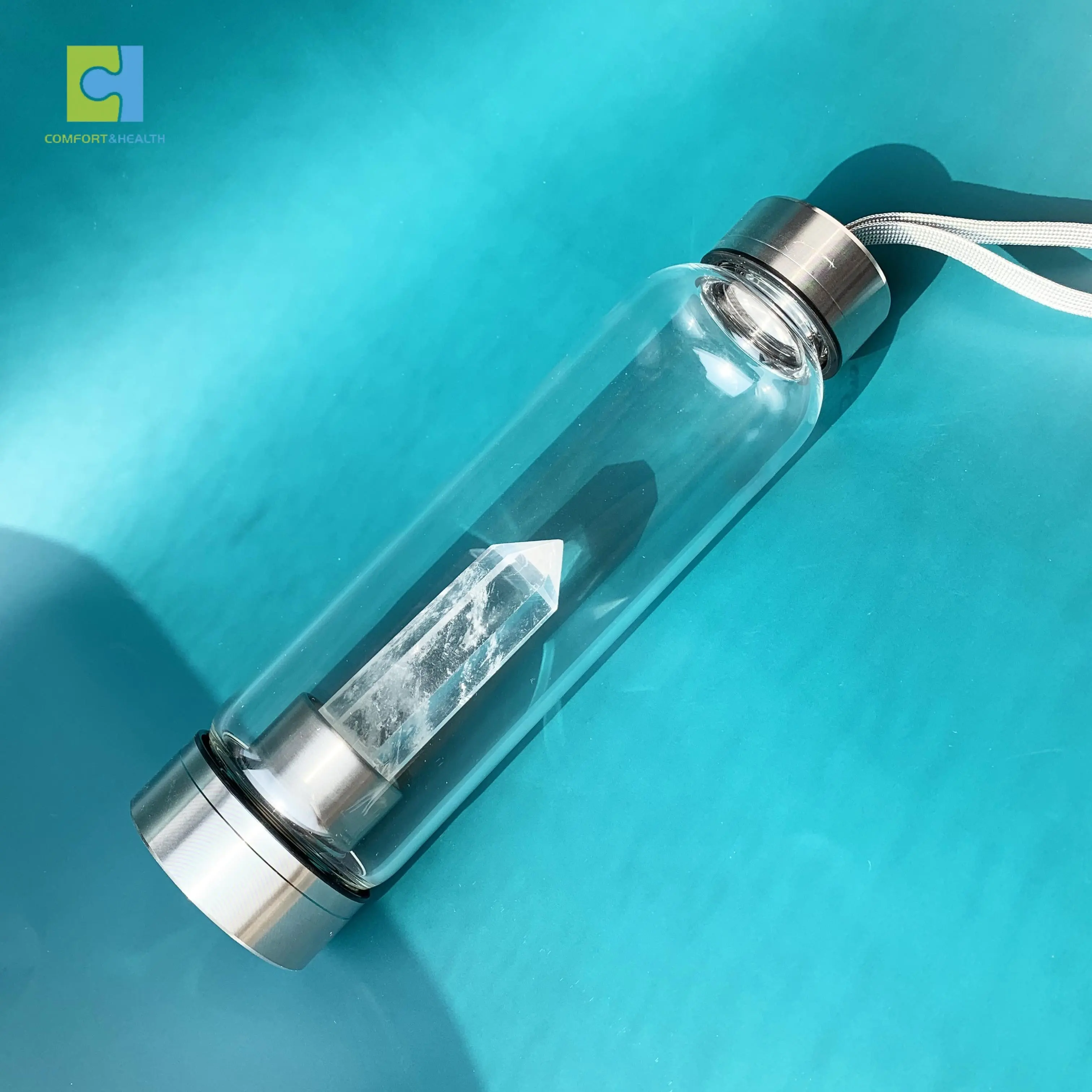 גבוהה באיכות 550ml Custom ורוסיליקט Unbreakable קריסטל זכוכית גבוה מים בקבוק מים מינרליים בציר