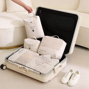 Twill <b>Compression</b> Travel <b>Bag</b> Set 6-Piece Portable Clothing Organizer Rectangle Polyester Storage <b>Bags</b> for Travel Items - Product Image 2
