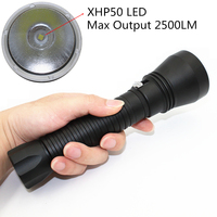 Vente en gros de lampes tactiques de haute qualité en alliage d'aluminium Xhp70 Xhp50 LED 2000 lumens, lumière blanche, étanches IPX8, F8, plongée sous-marine