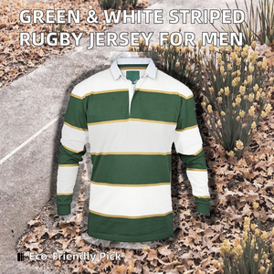 Su misura da uomo per Polo <span class=keywords><strong>maglia</strong></span> da Rugby traspirante a righe bianche verdi <span class=keywords><strong>con</strong></span> nome <span class=keywords><strong>di</strong></span> squadra ricamato manica lunga Rugby <span class=keywords><strong>calcio</strong></span> - Product Image 3