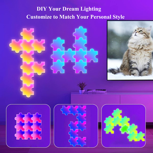 Lámpara de Pared Inteligente RGBIC, Modular, Tipo Rompecabezas, LED, <span class=keywords><strong>con</strong></span> Ritmo Musical, para Decoración del Hogar y Juegos - Product Image 2