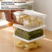 Nouveau ménage cuisine bac de rangement organisateur en plastique avec poignée couvercle retour à l'école agrafe-empilable réfrigérateur bac de rangement