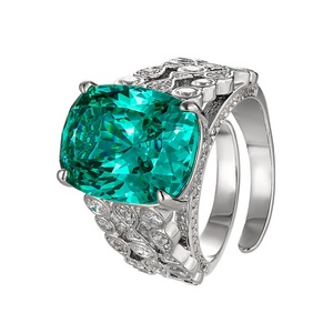 High Quality Eco-friendly Copper 12*16mm Paraiba Zircon Jewelry High Quality Couples CZ Women Fine Finger <b>Rings</b> for Women - Product Image 1