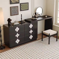 Commode moderne en bois massif de frêne écologique, avec coiffeuse escamotable Clover intégrée et tiroirs, pour chambre et salon