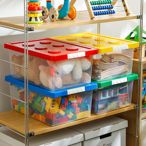 Shimoyama PP Nhựa Gạch Lưu Trữ Hộp Trung Kích Thước Hình Chữ Nhật Khắc Kỹ Thuật Tổ Chức Nhà Màu Hồng Nắp Trẻ Em Đồ Chơi Gạch - Product Image 1