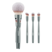 Ensemble de pinceaux de maquillage multifonctionnels 4 en 1 avec logo personnalisé, poils synthétiques, manche en plastique, applicateur magnétique pour blush et gloss à lèvres