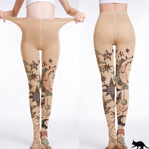Medias de cosplay con estampado de dibujos animados Socksmate, leggings de moda <span class=keywords><strong>para</strong></span> niñas con diseño de luna pintada, pantimedias grises con estrellas vintage, medias de seda de talla grande. - Product Image 1