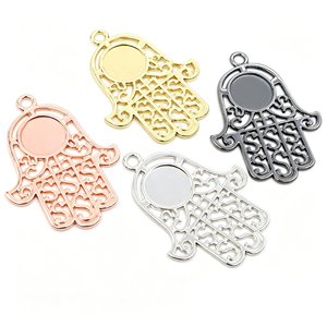 Pendentif camée <span class=keywords><strong>de</strong></span> 14 mm en alliage <span class=keywords><strong>de</strong></span> zinc plaqué or rhodié, style feuille d'arbre, <span class=keywords><strong>plume</strong></span>, ailes, avec base cabochon et capuchons <span class=keywords><strong>de</strong></span> perles - Product Image 4