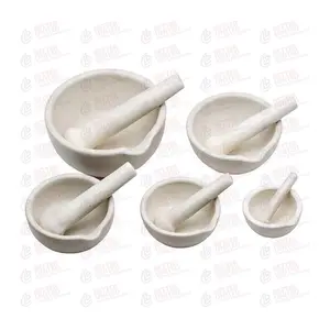 Vendita calda bianco mortaio di ceramica e legno pestello set, aglio macinazione ciotola per stoviglie