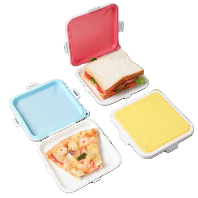 Silicone Portable Lunch Box for Office Workers Students Can be Heated and Sealed Sandwich Bread Preservation Storage Box