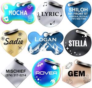 Брелок из нержавеющей стали с геометрическим сердцем и косточкой, персонализированный идентификационный брелок для животных, именная бирка для кошек и собак с кольцом для ключей - Product Image 3