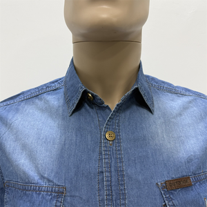 <span class=keywords><strong>Camicia</strong></span> da <span class=keywords><strong>Uomo</strong></span> in <span class=keywords><strong>Jeans</strong></span> Autunnale Casual Quotidiana in Cotone con Colletto Alto Button-Up a Maniche Lunghe Traspirante e Vestibilità <span class=keywords><strong>Slim</strong></span> - Product Image 4