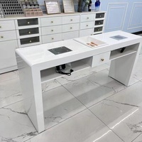 Table de manucure moderne de luxe Hongtuo blanche avec collecteur de poussière pour ongles, bureau professionnel pour salon de beauté, équipement de spa, table de maquillage