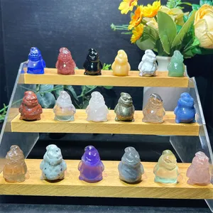 Wholesale High Quality Crystal Crafts Black Obsidian Carton Carving Fluorite Mini Size Mixed Monster For Children Gift