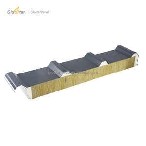 Panel Sándwich de Lana de Roca para Aislamiento de Paredes Exteriores, <span class=keywords><strong>Techos</strong></span> y <span class=keywords><strong>Techos</strong></span> Superiores, 50mm 75mm 100mm 150mm, con Certificación CE/ISO, Venta al Por Mayor - Product Image 2