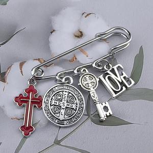 Medallón de <span class=keywords><strong>San</strong></span> <span class=keywords><strong>Benito</strong></span> Católico, Broche de Clip, Pin de Seguridad, Accesorios de Joyería, Regalos, I LOVE JESUS - Product Image 6