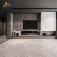 Meuble TV de luxe modulaire encastrable personnalisé Aimsp, conforme US TSCA, gain de place, plans de chantier, console de divertissement pour villa