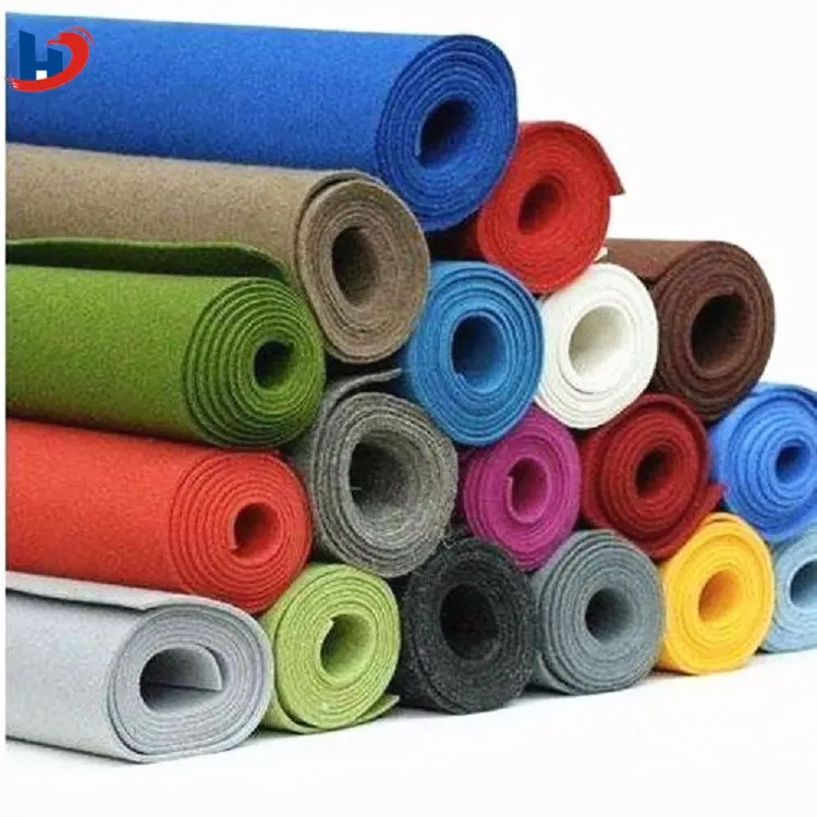 HJ Recycled 1 to 5mm thickness nonwoven fabric needle punched hard fabric roll color polyester felt fabric for felt craft