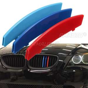 3 pegatinas de ABS con diseño de franja deportiva 3D para parrilla de coche BMW Serie 3 F30 F31 F35 E90 Serie 5 F10 F18 E60 X5 X6 E70 - Product Image 1