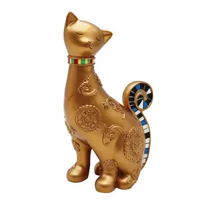 Búp Bê Mèo Ngồi Màu Vàng Phong Cách Ai Cập Sản Phẩm Chất Lượng Cao Tượng Điêu Khắc Bằng Đồng OEM Tùy Chỉnh