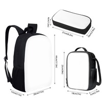 Ensemble de sacs à dos noirs imprimés sur mesure, très demandés, avec sacs à déjeuner et sacs d'école à motifs de dessins animés mignons