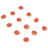 Amos 1Kg 2D Traditional Sugar Coated Sour Bulk Round Flat Shape Peach Fruit Slice Soft Gummy Candy