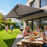 Auvent motorisé professionnel extérieur à cassette intégrale, imperméable, en aluminium, électrique, rétractable, protection UV pour balcon