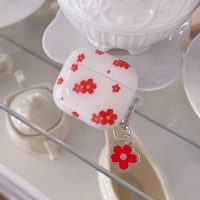 Casing Bunga Ceri Cantik untuk AirPods 5 Pro 2 Air Pods 2 3, Penutup Bunga Lembut Trendi Lucu dengan Tali untuk AirPods Pro 3 4