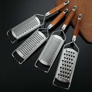 Stainless Steel Grater With <b>Wooden</b> Handle 304 Metal Manual Handheld For Cheese Fruit Vegetable Baking Zest - Product Image 2