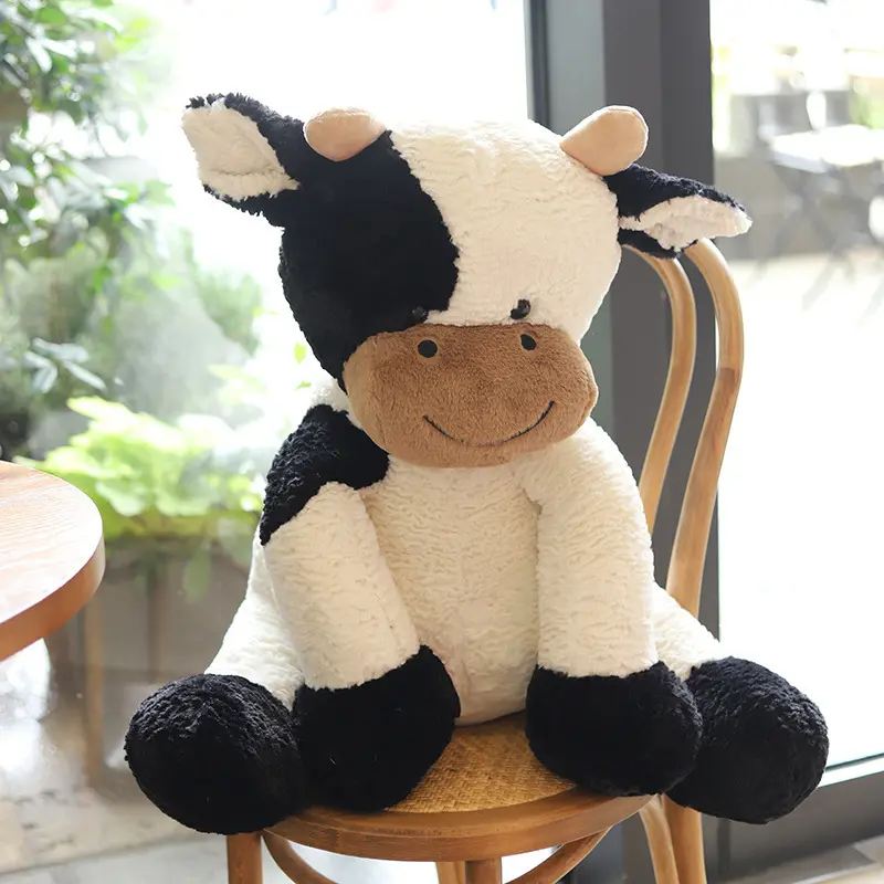 Nueva vaca sentada juguetes de animales de peluche ganado año mascota ganado muñeca regalos para niños juguete suave peluche