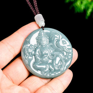 Pendentif Samantabhadra en jadéite naturelle bleu eau, bijoux pour hommes et femmes, vente en gros de jade GY03 - Product Image 3
