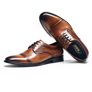 Chaussures Oxford pour homme en cuir véritable, style britannique haut de gamme, formelles, à lacets, bout pointu, fabriquées à la main, antidérapantes - Product Image 5