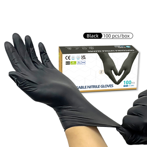 Gants en nitrile <span class=keywords><strong>noir</strong></span> jetables de qualité <span class=keywords><strong>alimentaire</strong></span>, compatibles avec les écrans tactiles, sans poudre, 3 mil - Product Image 1