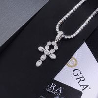 Mode Hip Hop Bijoux Ankh Cross Pass Diamant Testeur Glacé Moissanite Diamant Ankh Croix Collier Pendentif pour Hommes Femmes