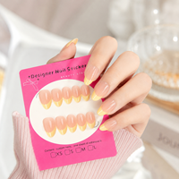 Y169 Kit de faux ongles réutilisables Kaixin de grande qualité, courts, en amande, jaunes, style français, pour l'extérieur
