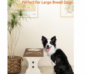 Eco-Friendly Classic Style Bamboo Raised Dog <strong>Bowls</strong> 2 <strong>Durable</strong> <strong>Pet</strong> Food Water <strong>Bowls</strong> Modern Indoor Cats - Product Image 4