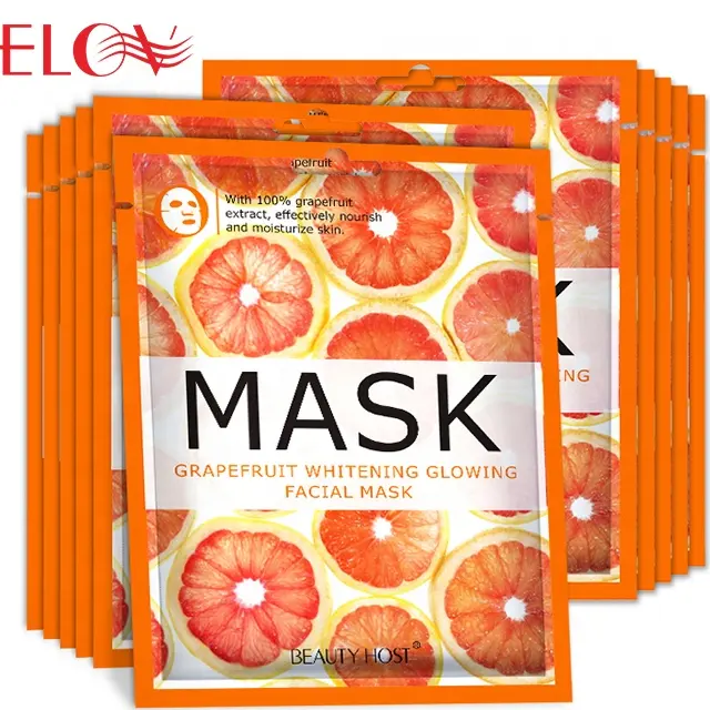 Экстракт грейпфрута, Органический Уход за кожей, косметический лист, упаковка, осветляющая увлажняющая светящаяся маска для лица с фруктами