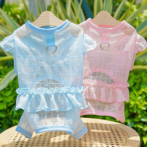 Four Legged Pet <b>Clothes</b> Dog <b>Cat</b> Lace Mesh Dress Summer Spring All Seasons Apparel <b>For</b> Small Pets - Product Image 3