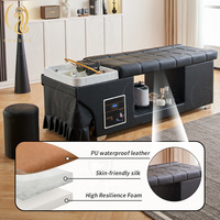 Chuque Mobilier de salon professionnel moderne avec bac en céramique, table de massage thaïlandais, lit de shampooing pour salon de beauté et spa capillaire