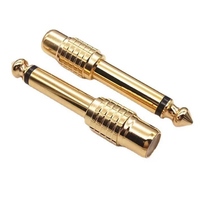 Adaptateur Jack Mono Mâle 6,35 mm en Cuivre Plaqué Or vers Prise RCA Femelle