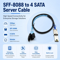 Kabel SFF-8088 ke 4 SATA Mini SAS 26Pin ke 4x 7Pin Breakout Cable 6Gbps SAS 2.1 RAID Controller ke 4 HDD SSD Kabel Data Server